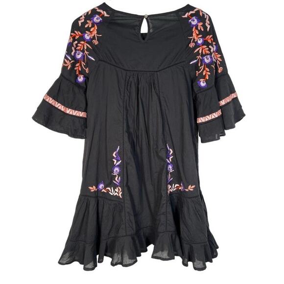 Free People Womens Pavlo Dress Embroidered Black Babydoll Boho Size S Petite - Picture 5 of 13